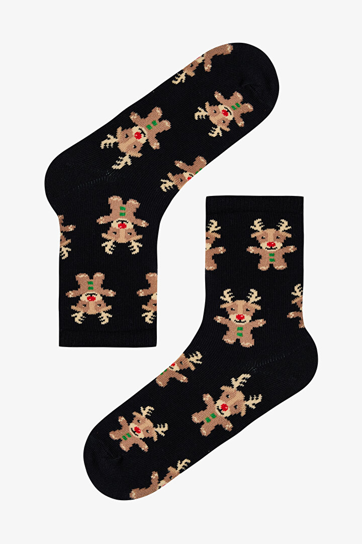 Çok Renkli Unisex Çocuk Reindeer 2li Soket Çorap - 2