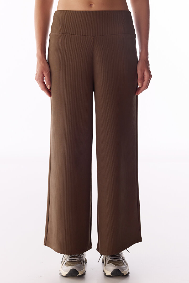 Brown Fitilli Modal Crop Length Yüksek Bel Pantolon - 2
