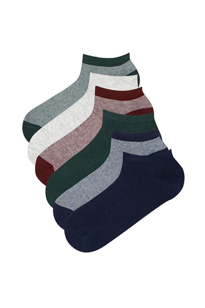 Erkekler Stripe 6Lı Patik Çorap - 1