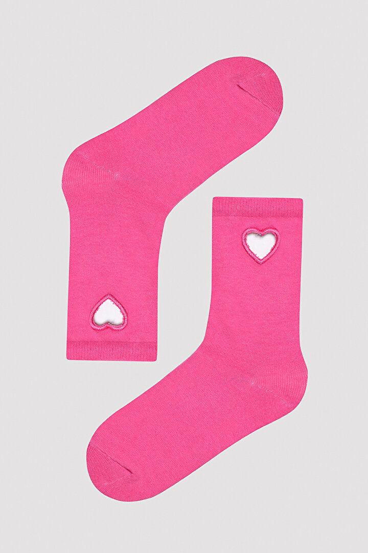 Laser Heart Pembe Soket Çorap - 1