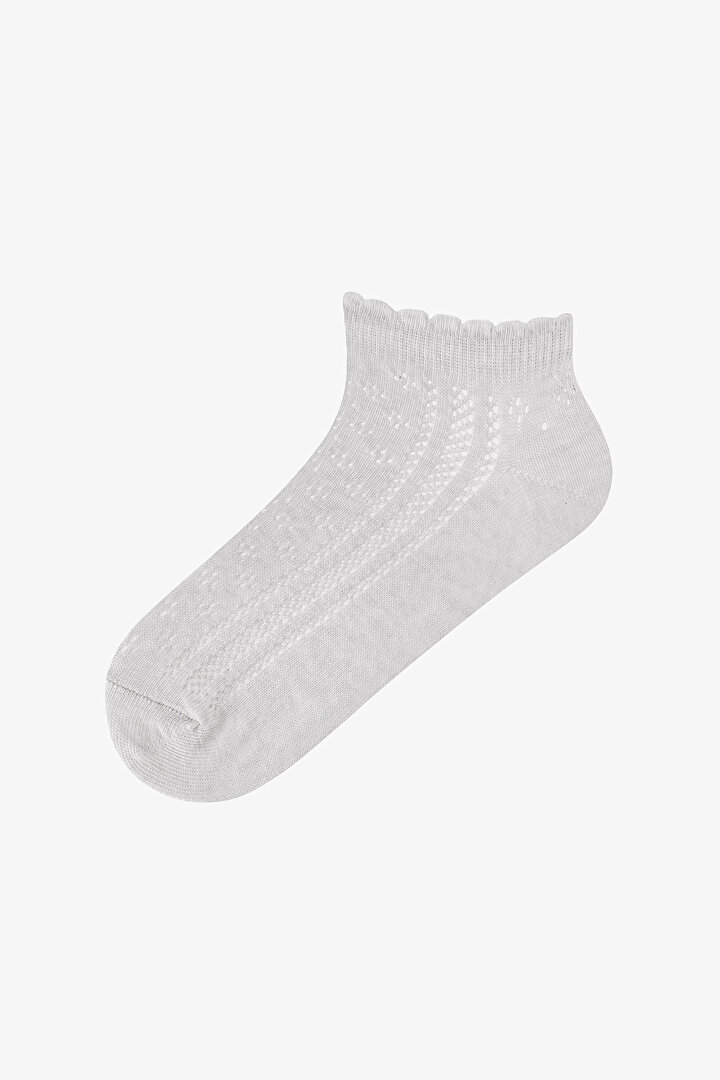 3 Çift Pamuklu Ajurlu Fırfırlı Patik Çorap - 2