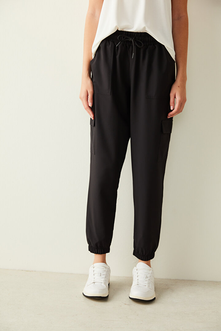 Thick Waisted Cargo Jogger Pants - 1