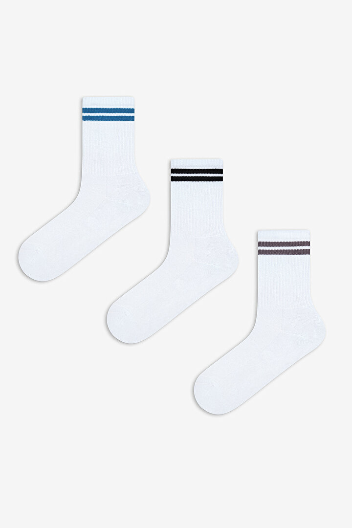 Man White 3in1 White Tennis Socket Socks - 1