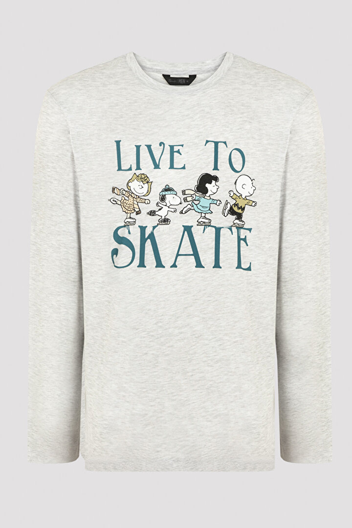 Erkek Snoopy Live To Skate Baskılı Pijama Takımı - 2