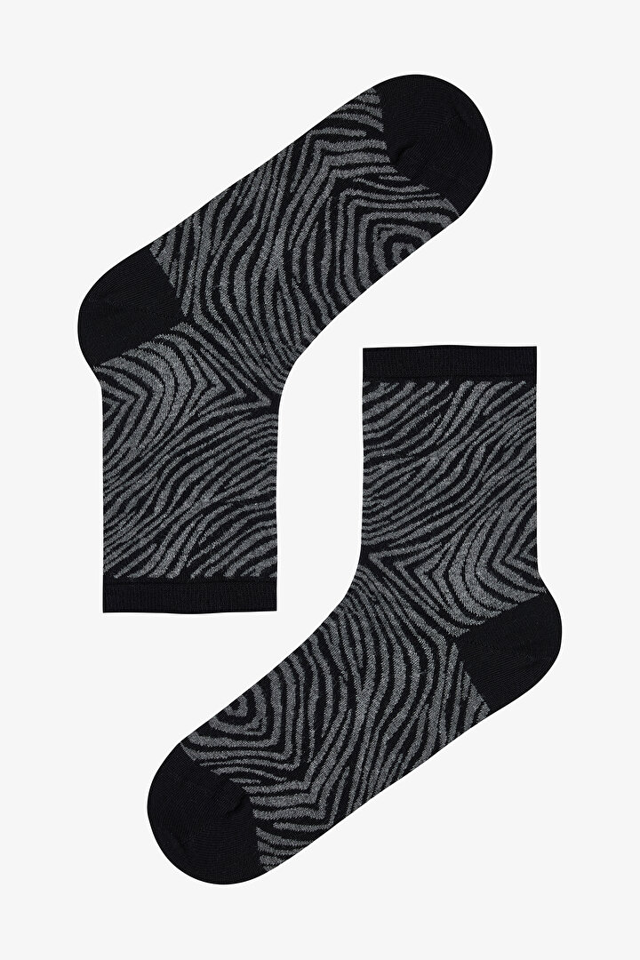 Siyah Classy Zebra 3lü Soket Çorap - 2