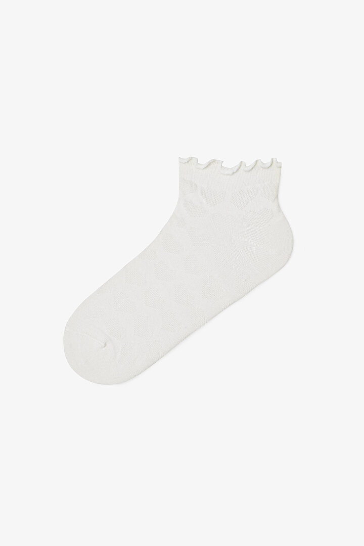 3 Pairs of Cotton Heart Patterned Ruffle Liner Socks - 2