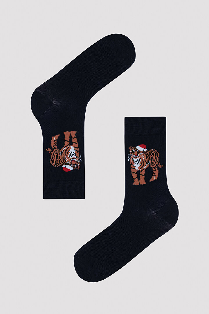 New Year Animal Siyah 2li Soket Çorap - 2