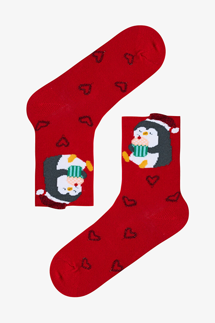 Çok Renkli Kız Çocuk Penguin 2li Soket Çorap - 2