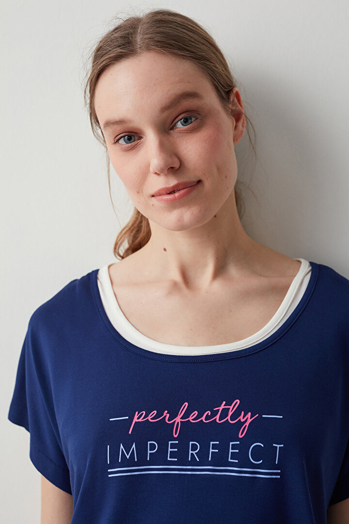 Navy Double Crop Tshirt - 2