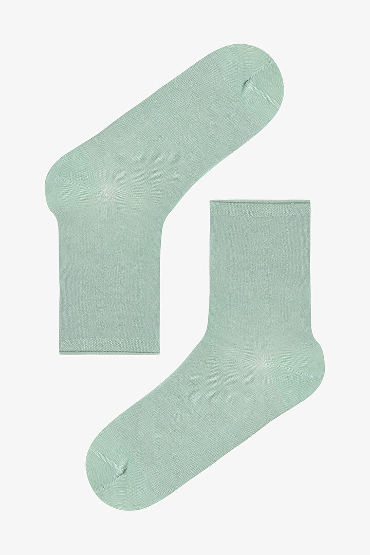 Açık Yeşil Rahat Bilek Lastikli Bambu Soket Çorap - 1