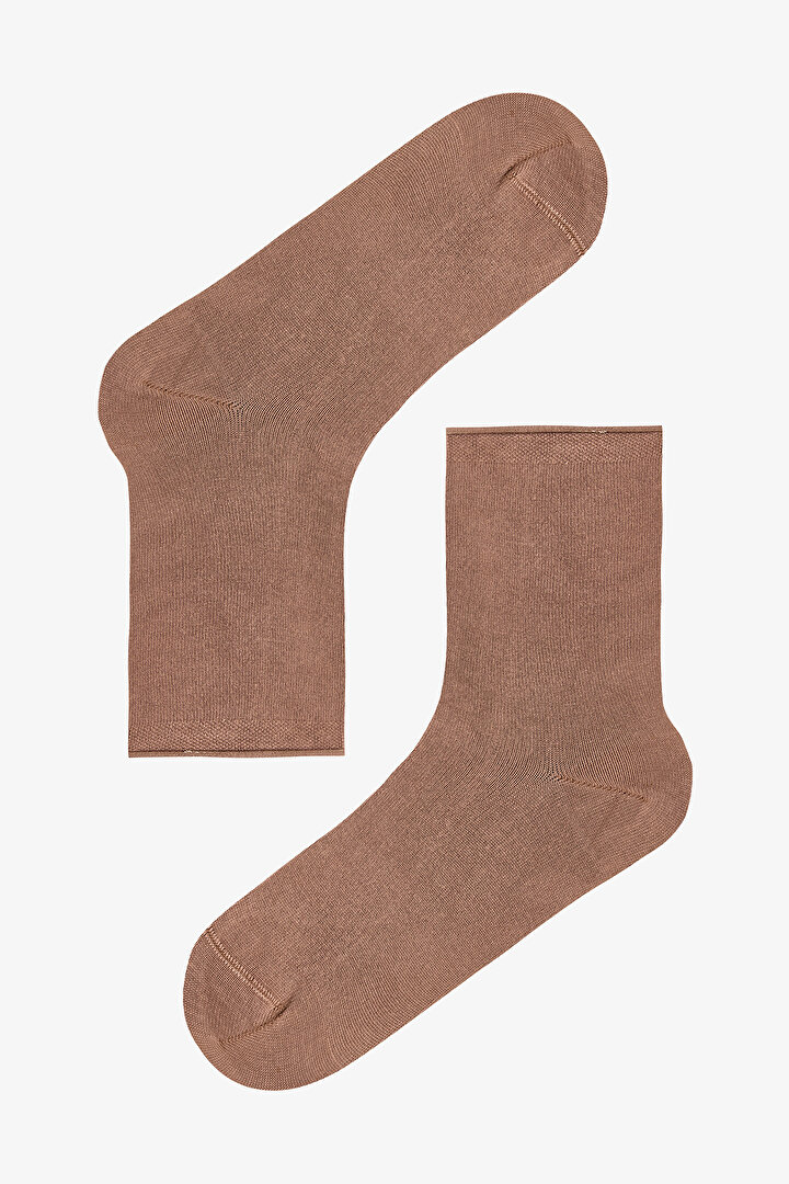 Kahverengi Rahat Bilek Lastikli Bambu Soket Çorap - 1