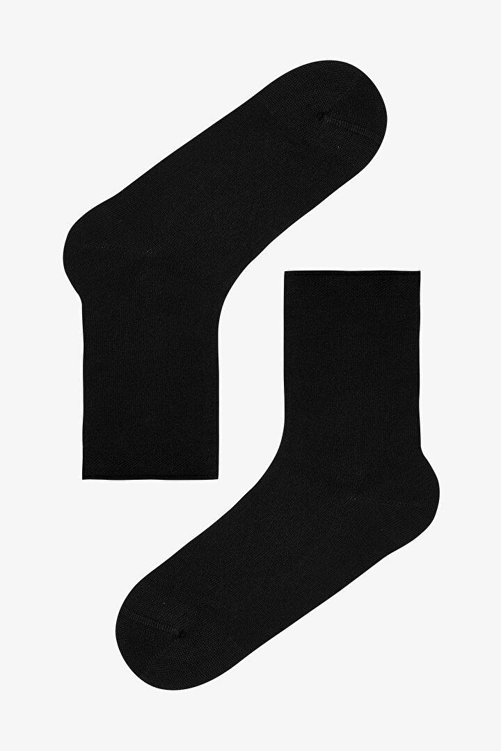 Siyah Rahat Bilek Lastikli Bambu Soket Çorap - 1