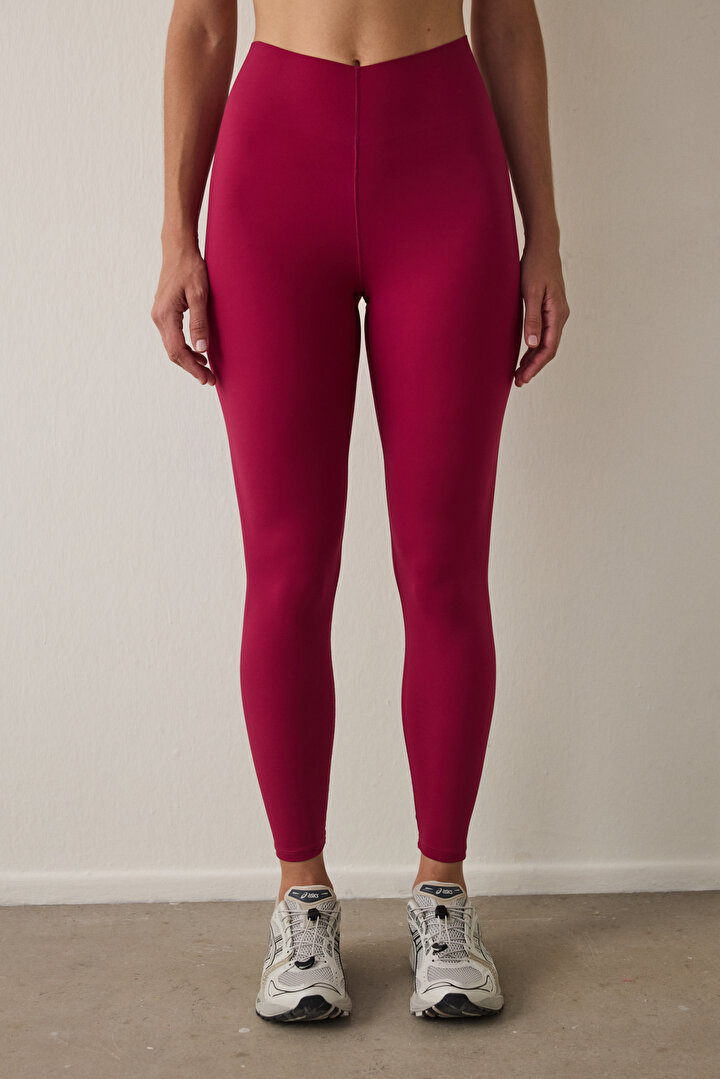 Purple V Bonding High Waist Sports Leggings - 1