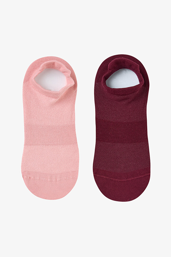 Bordo Non Grip Sport  2li Patik Çorap - 1