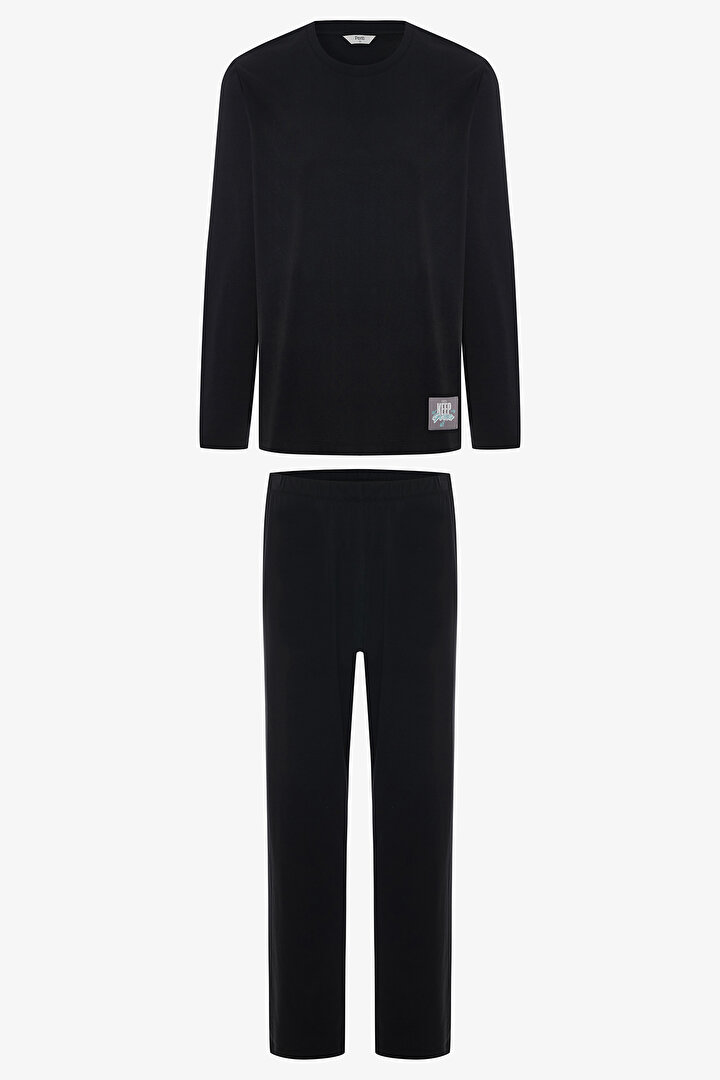 Koyu Antrasit Black Street Pantolon Pijama Takımı - 1
