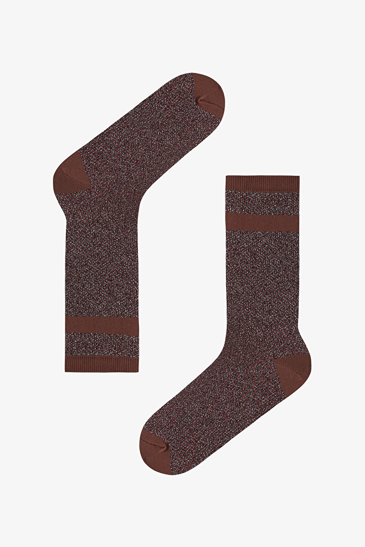 Bordo Lacivert Sparkle Stripes 3lü Soket Çorap - 2