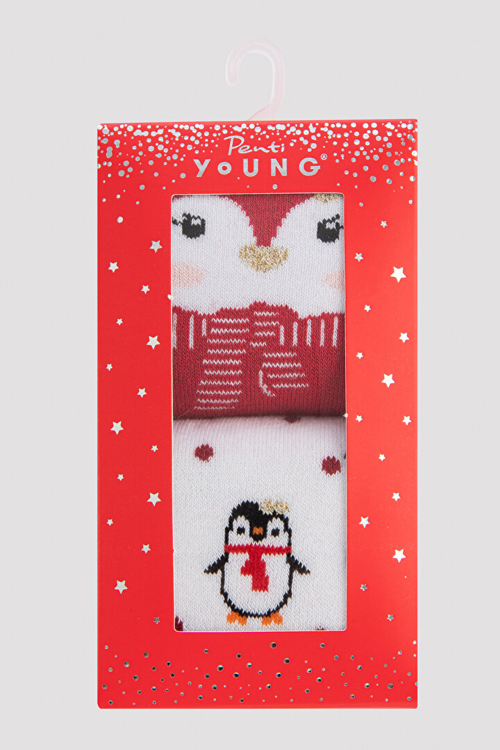 Girls Penguin 2In1 Socks - 2
