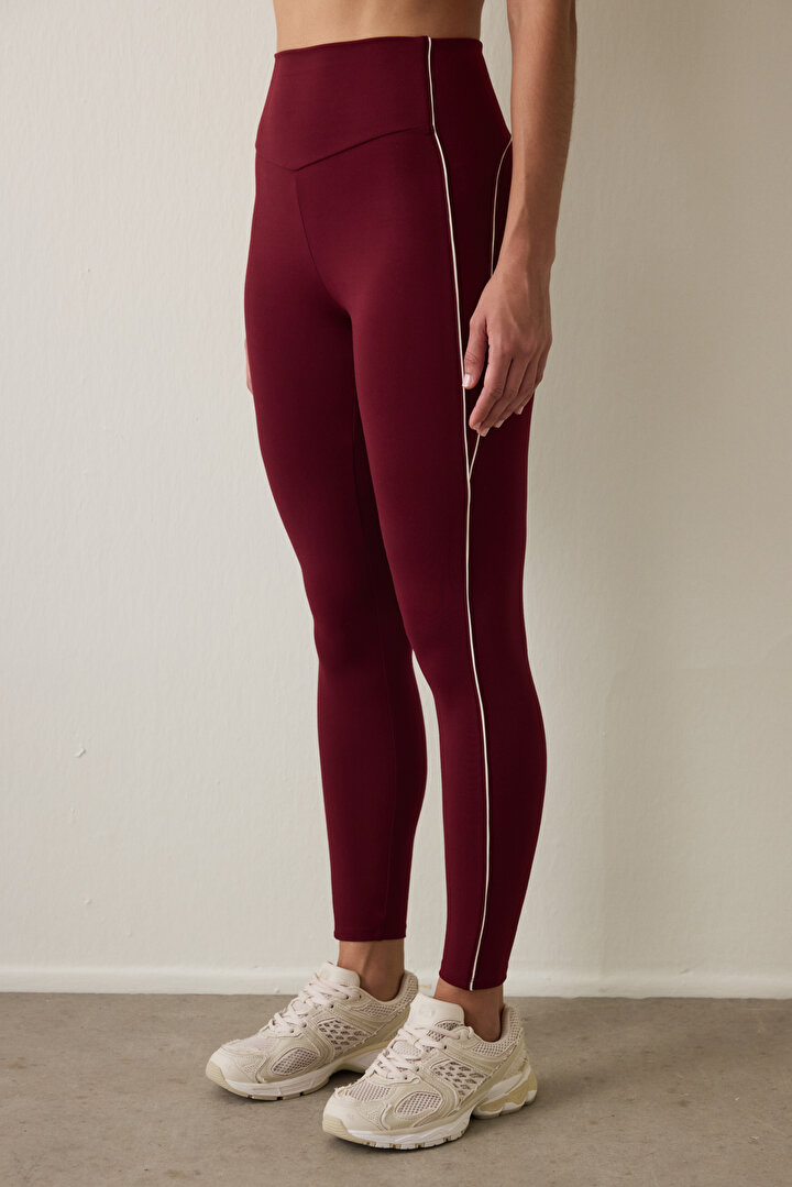 Burgundy Medium Support High Waist Leggings - 1