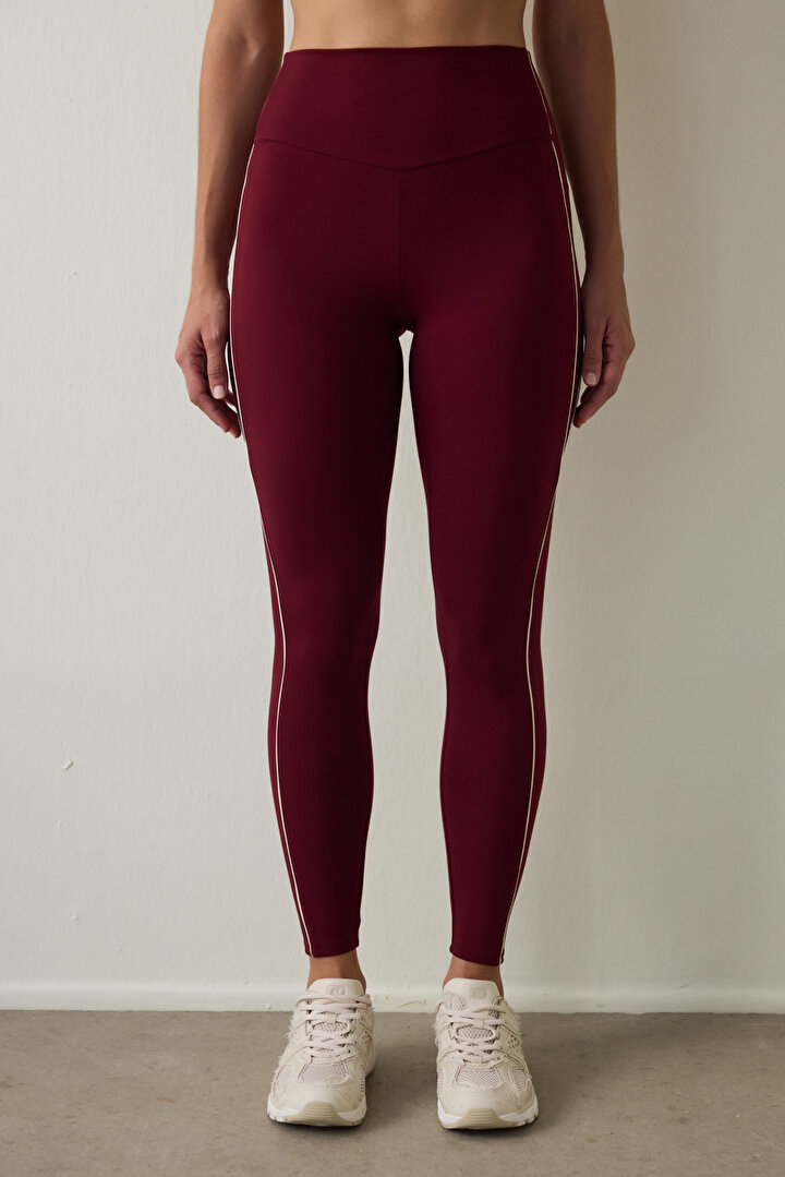 Burgundy Medium Support High Waist Leggings - 2