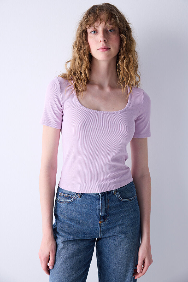 Square Crop Top Pembe Atlet - 2