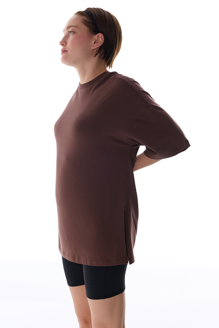 Brown Cotton Oversize T Shirt - 2