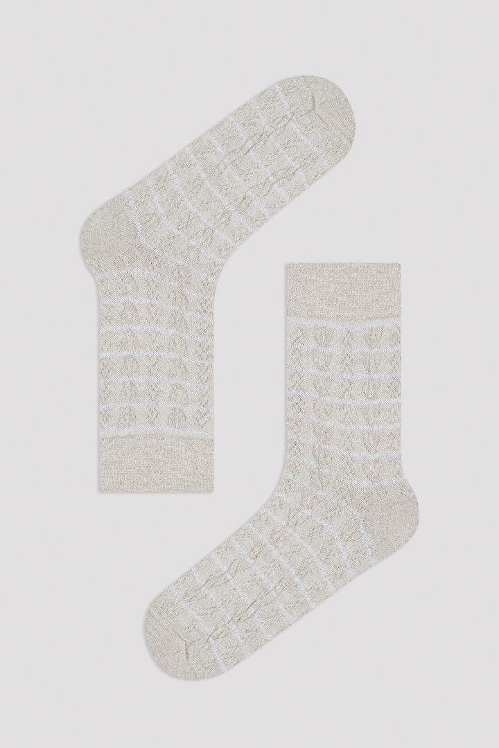 Beige Melange Chain 3in1 Soket Socks - 2