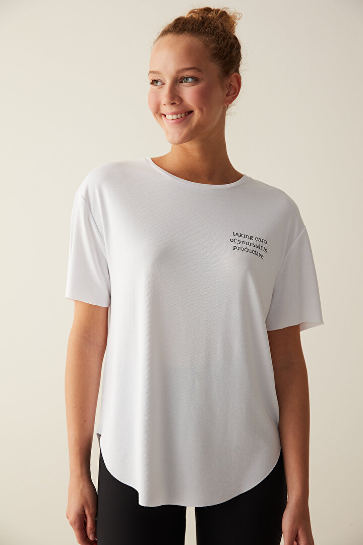 Printed White T-Shirt - 1