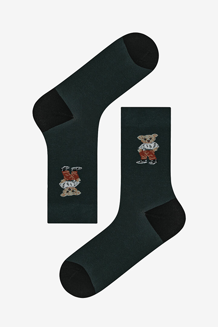 Man Line Bear 2in1 Navy Blue Socket Socks - 2