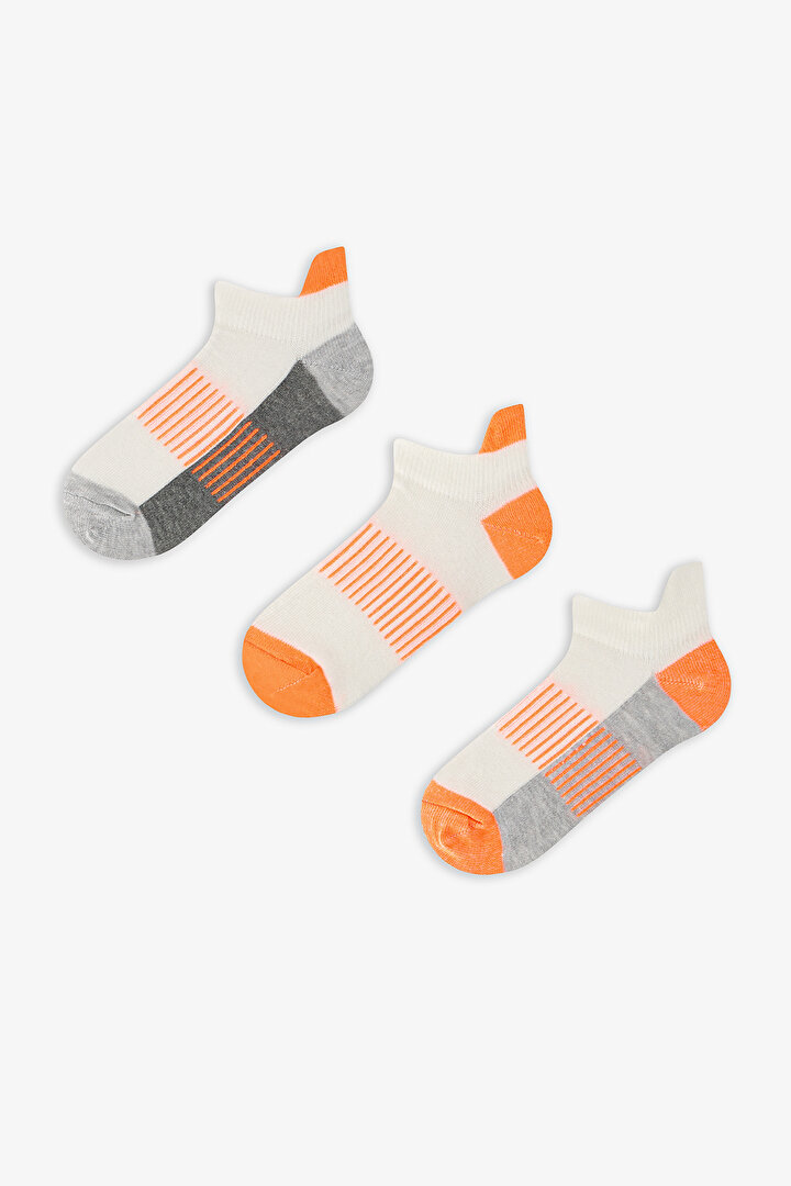 Multicolor Boys Neon Orange Gray 3in1 Tab Liner Socks - 1