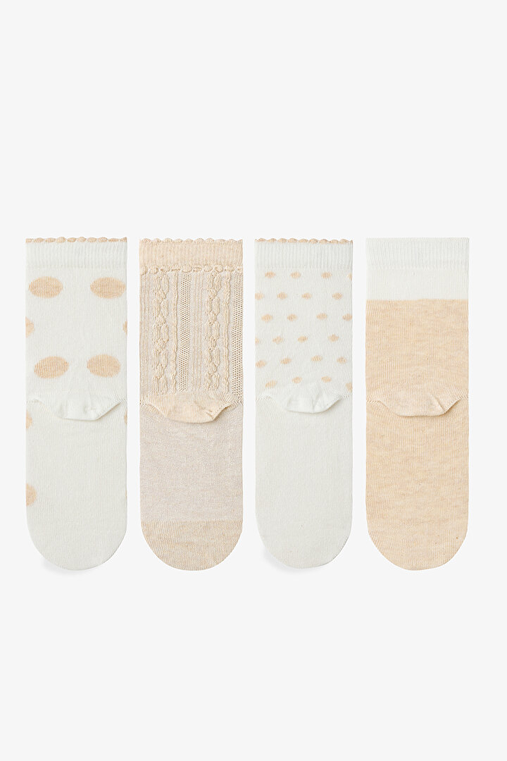 Çok Renkli Kız Çocuk Cream Hedgehog 4lü Soket Çorap - 2