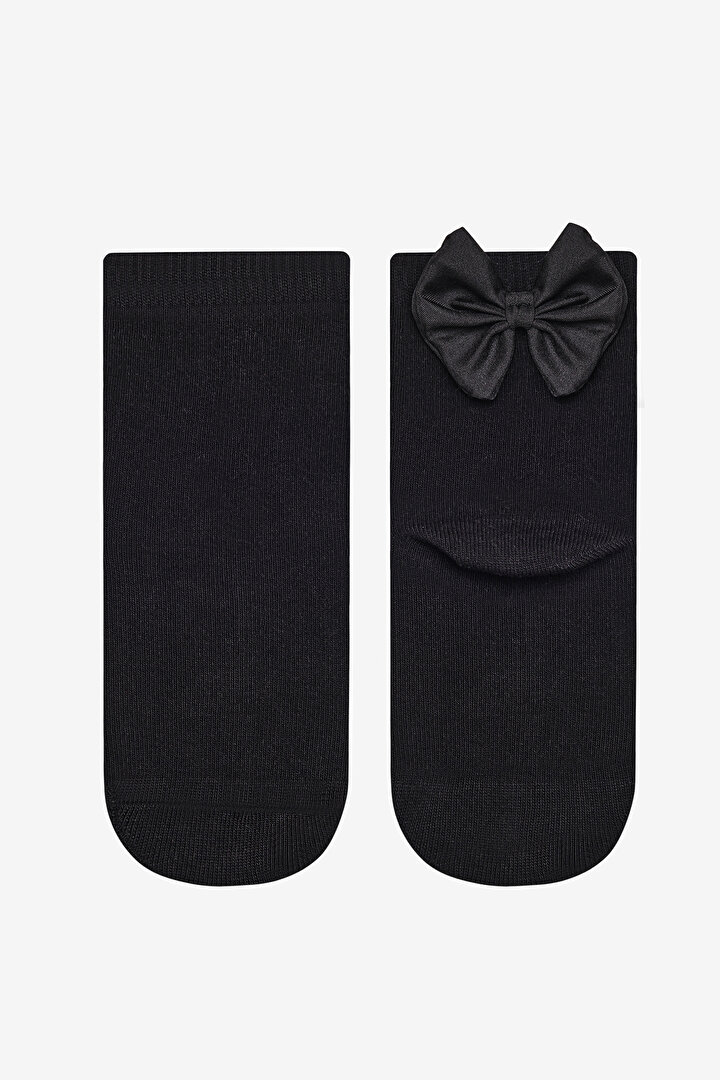 Girls Black Bow Socket Socks - 1