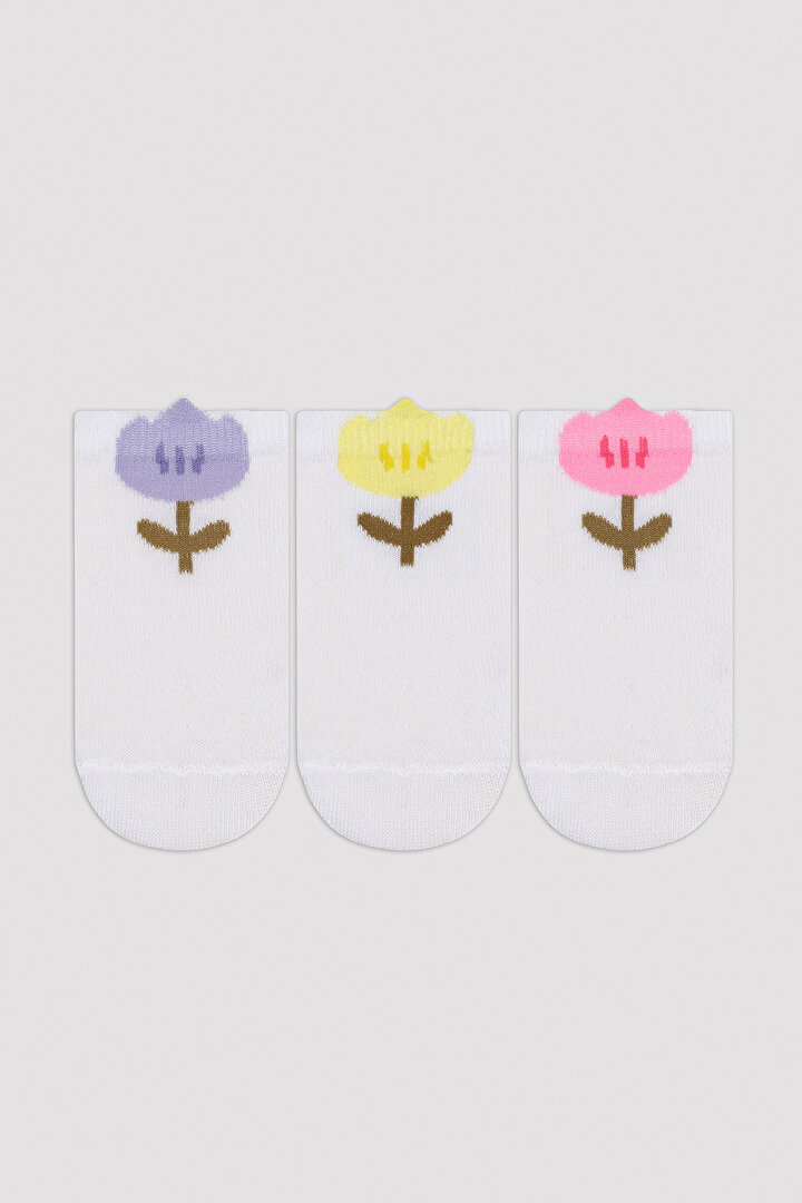 Girls Flower Printed 3in1 Liner Socks - 1