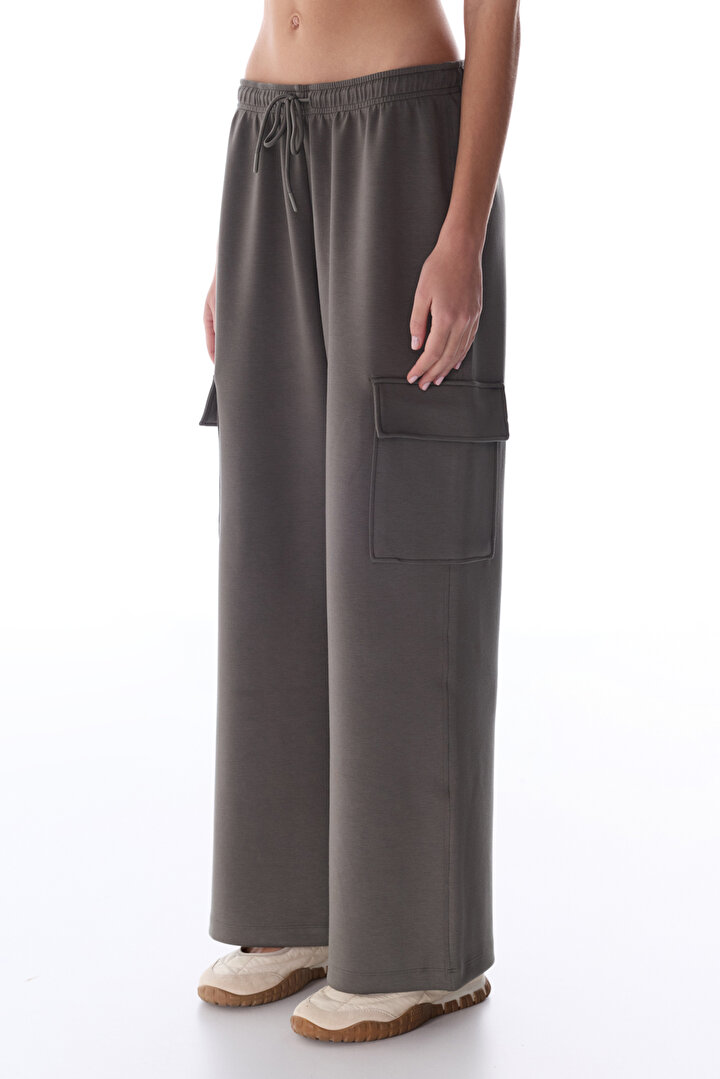 Khaki Silky Feel Cargo Pants - 1