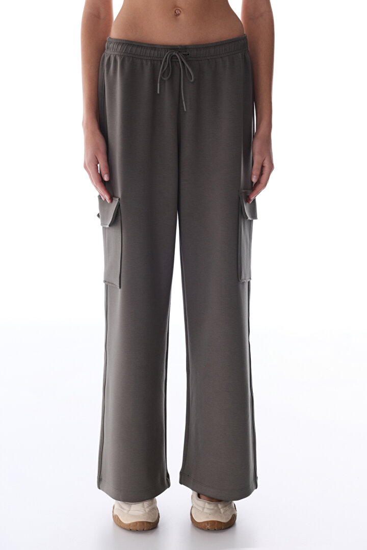 Khaki Silky Feel Cargo Pants - 2