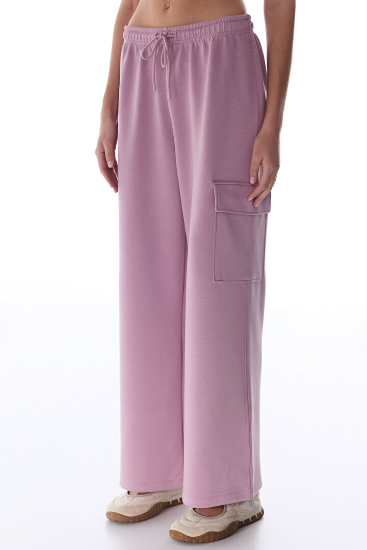 Açık Lila Silky Feel Cargo Pantolon - 1