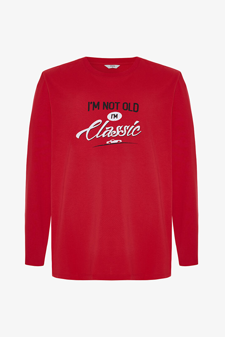 Erkek Klasik Slogan Baskılı Pamuklu Pijama Takımı - 2