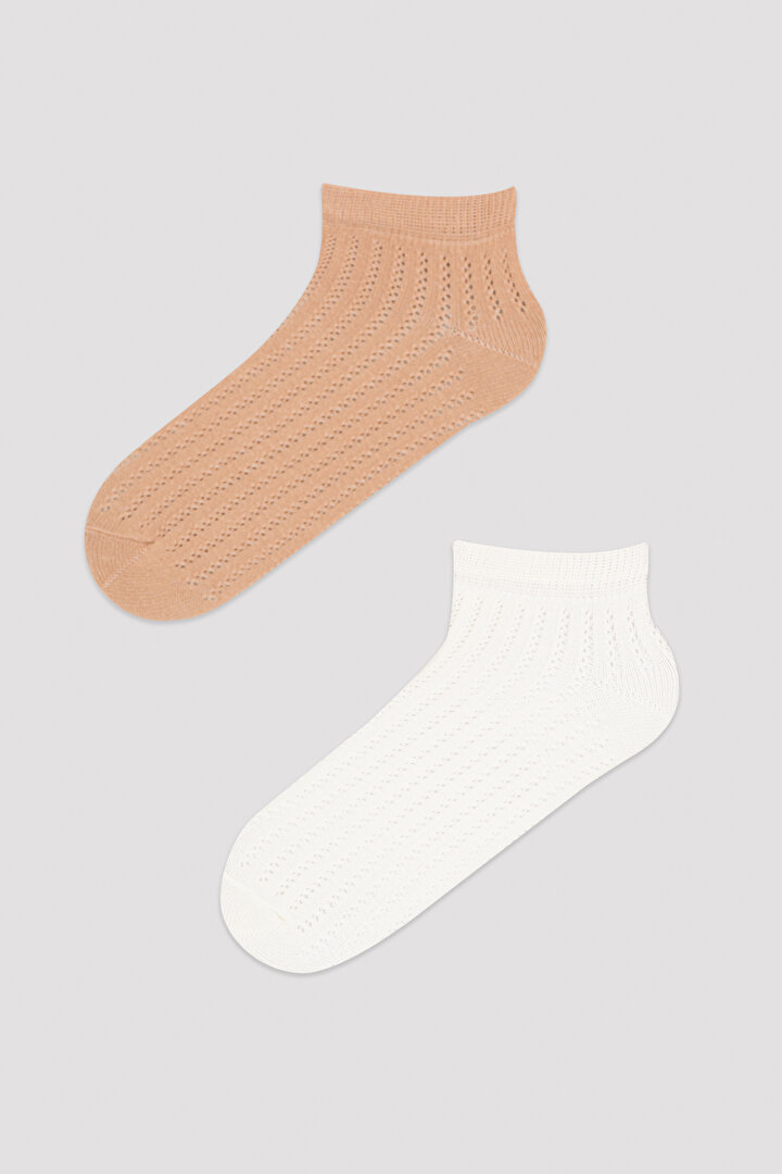 Bej Colosio 2li Patik Çorap - 1