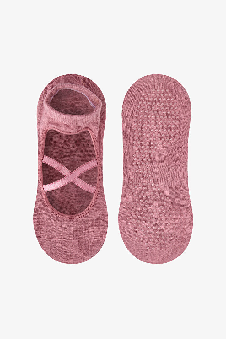 Dusty Rose Cross Cotton Ballerina Socks - 1
