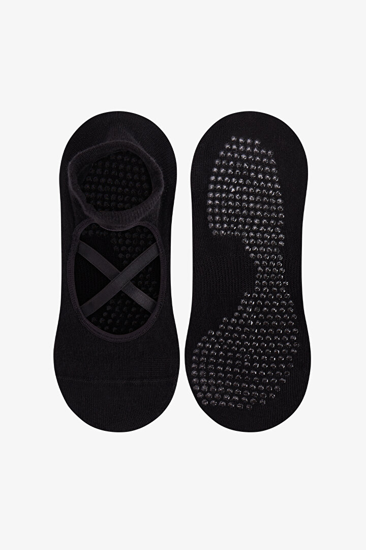 Black Cross Cotton Ballerina Socks - 1