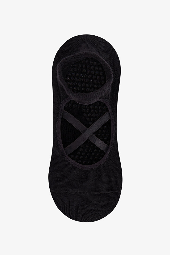 Black Cross Cotton Ballerina Socks - 2
