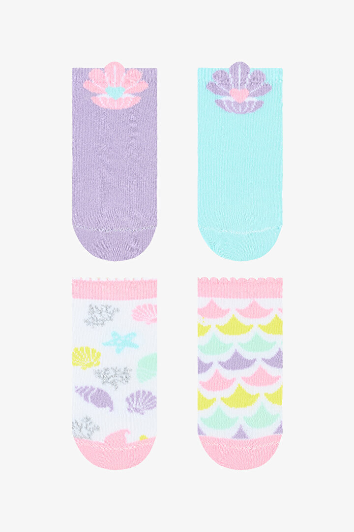 Girls Mermaid Multi Colour 4in1 Liner Socks - 1