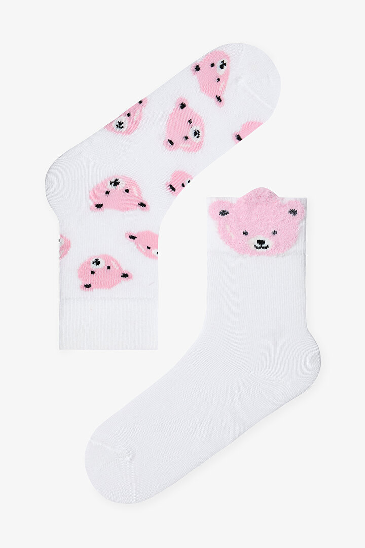 Çok Renkli Kız Çocuk Pink Bear 2li Soket Çorap - 2