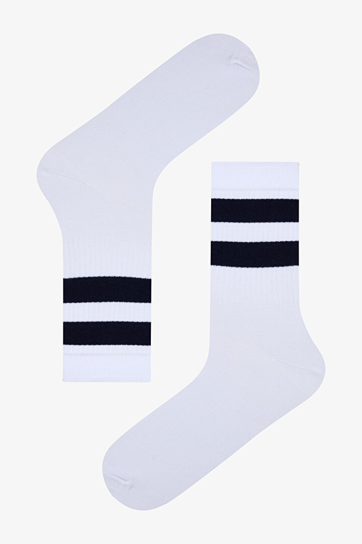 Man White Navy 2in1 Socket Socks - 2