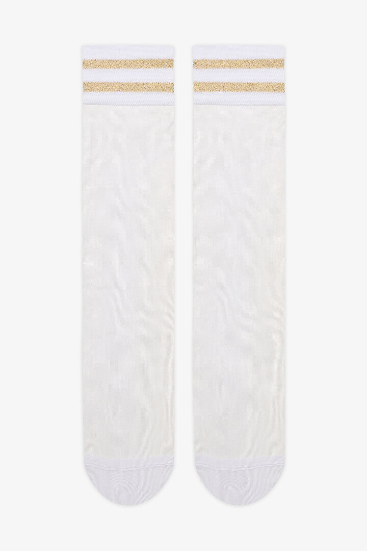 White Stripe Mesh Socket Socks - 1