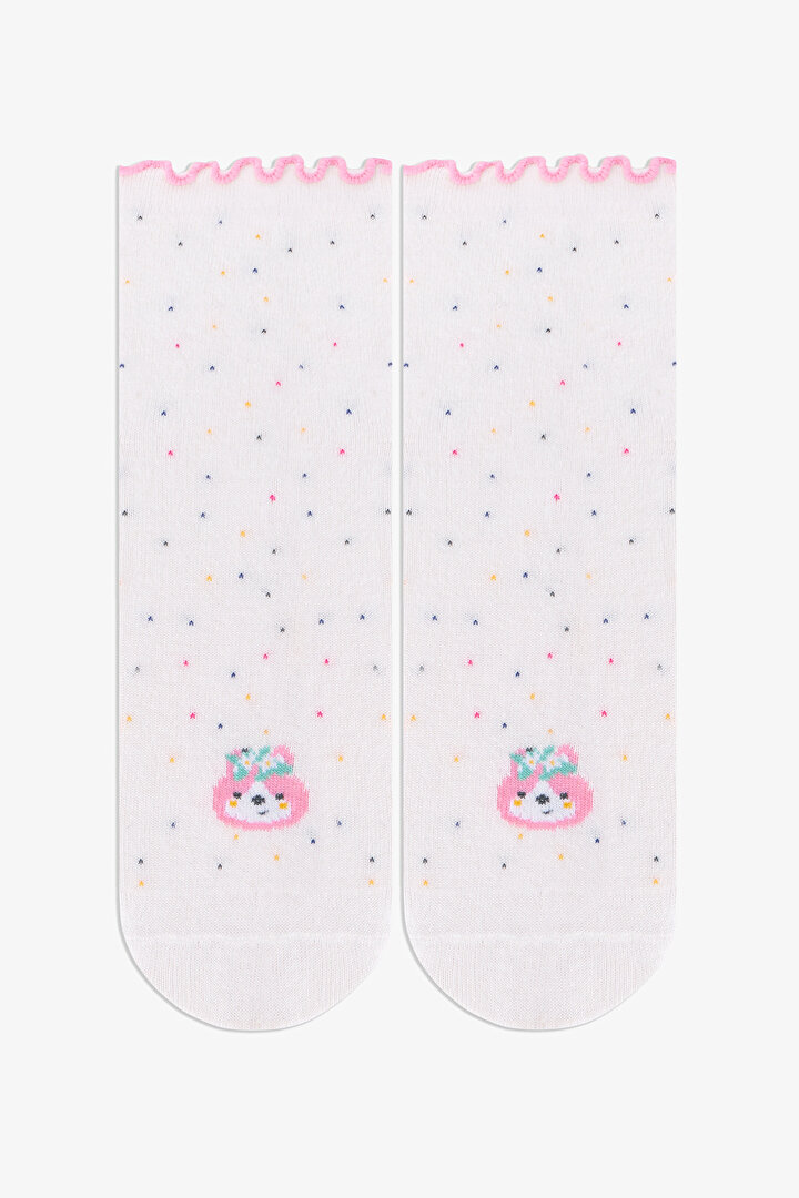 3 Çift Pamuklu Minik Puantiyeli ve Hayvan Desenli Ara Boy Soket Çorap - 2