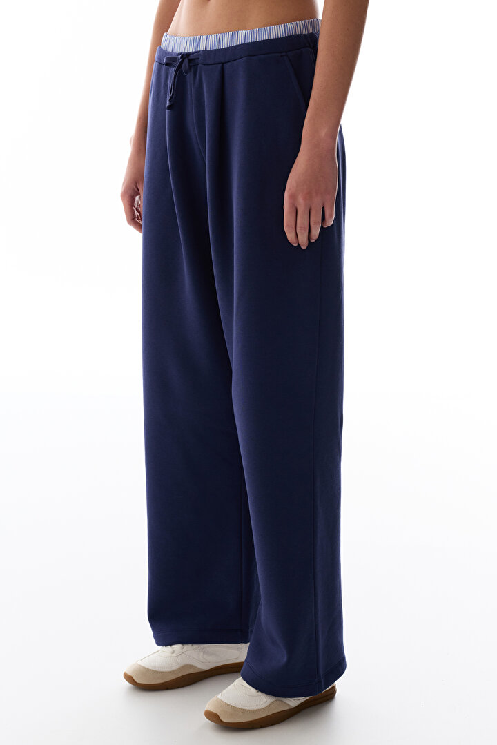 Lacivert Katmanlı Geniş Paça Pantolon - 2