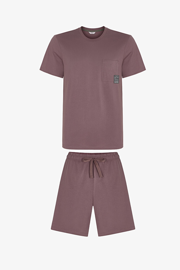 Brown Woodland Earth Men's Pajama Set with Shorts - 1