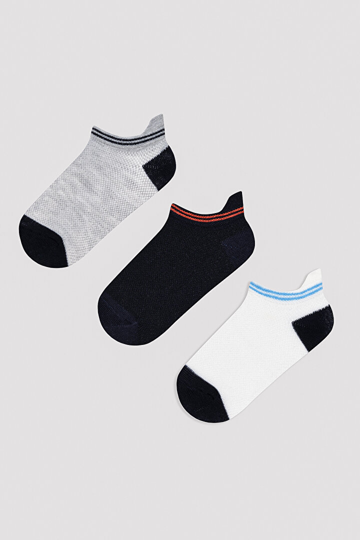 Boys Simple Blue 3in1 Liner Socks - 1