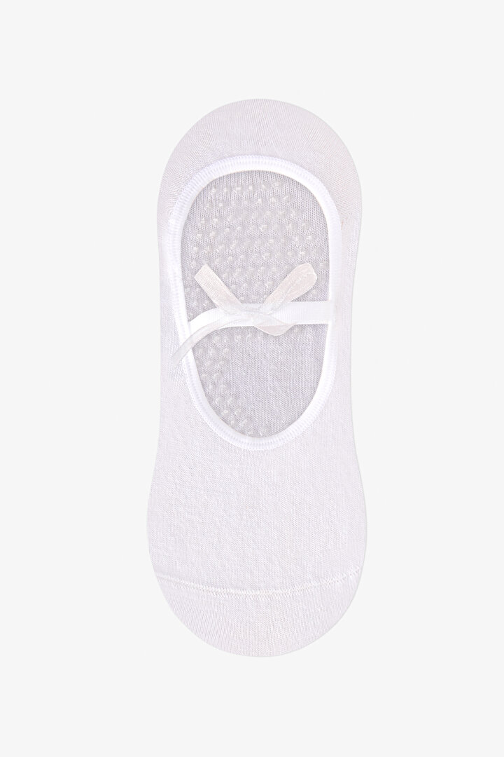 Beyaz Active Bow Detailed Babet Çorabı - 2