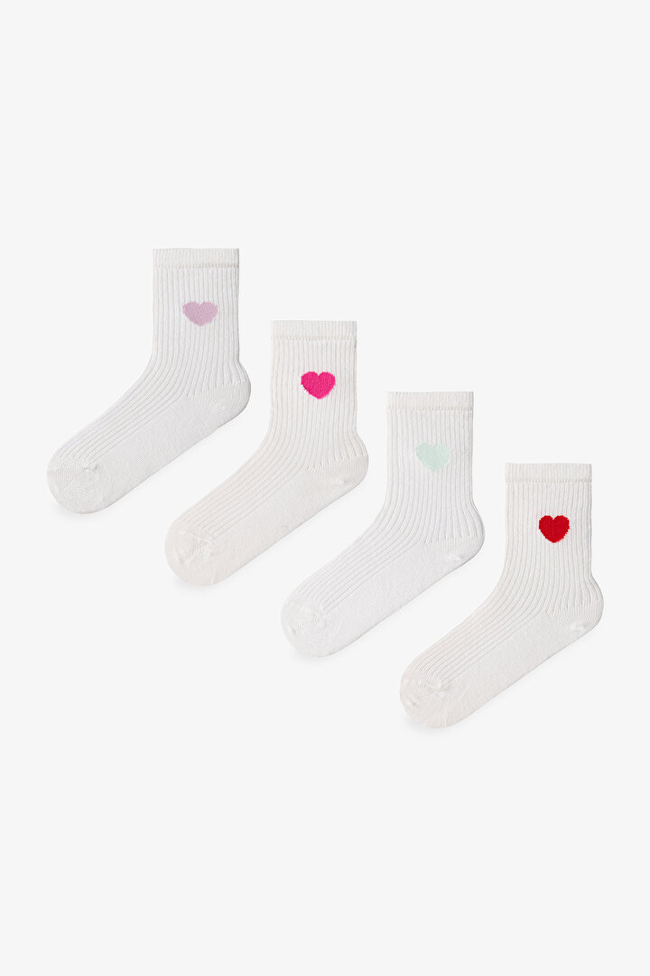 Girls Colored Hearts 4in1 Tennis Socket Socks - 1